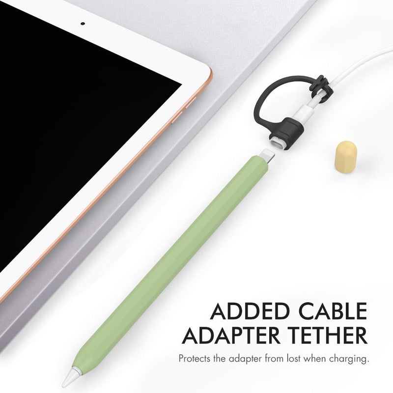 AhaStyle Duotone Case for Apple Pencil 1st Gen, Silicone Sleeve Cover with Cable Adapter Tether Kit Compatible with Apple Pencil 1st Generation(Avocado Green) - Image 5